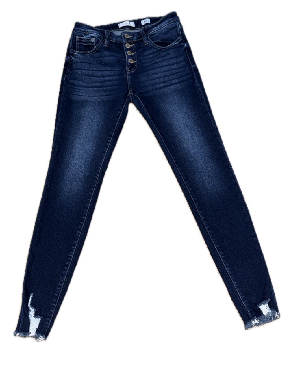 KANCAN‎ High Rise Skinny Jeans Dark Wash Stretch Distressed Ankles | Women’s 27
